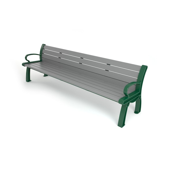 Gray 8' Heritage Bench with Green Frame